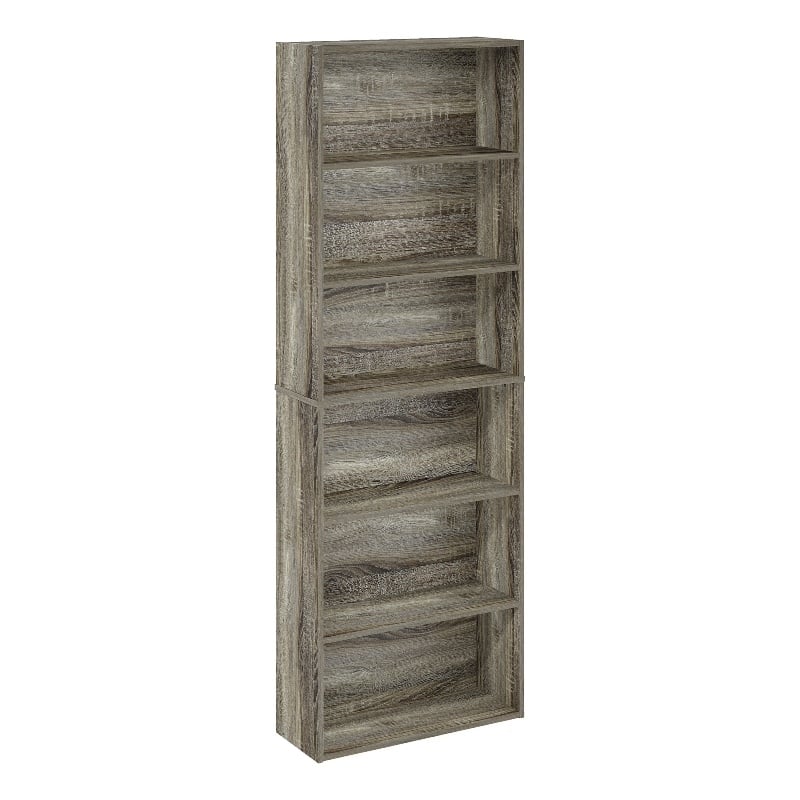 Pemberly Row Free Standing 6-Tier Open Storage Bookcase French Oak