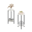 Pemberly Row 2-Tier Modern Tall Round Side End Table with Sturdy White/Black