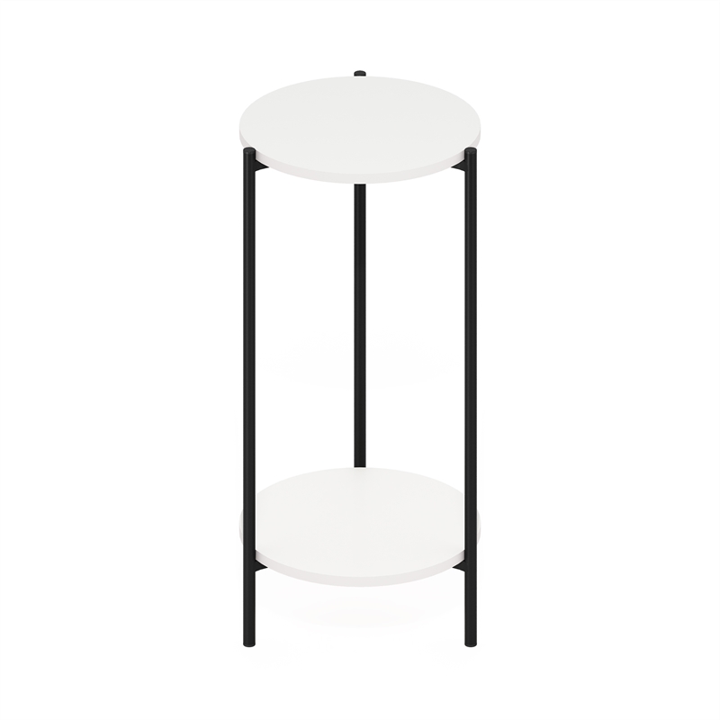 Pemberly Row 2-Tier Modern Tall Round Side End Table with Sturdy White/Black
