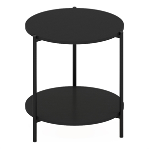 Pemberly Row 2-Tier Modern Round Side End Table with Sturdy Metal Legs Americano