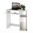 Pemberly Row Easy Assembly Computer Desk in White Stainless Steel Tubes
