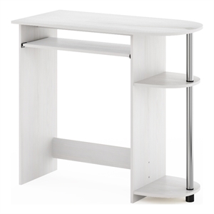 Pemberly Row Easy Assembly Computer Desk in White Stainless Steel Tubes
