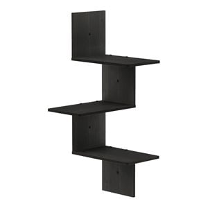Pemberly Row Engineered Wood 3-Tier Wall Floating Corner Shelf in Espresso