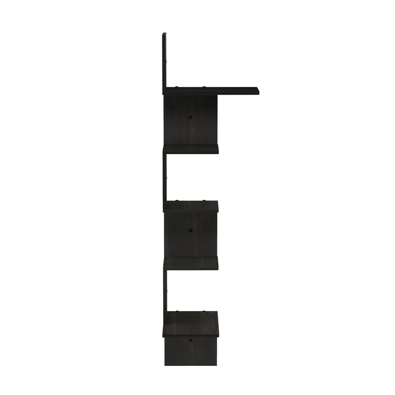 Pemberly Row Engineered Wood 5-Tier Wall Floating Corner Shelf in Espresso