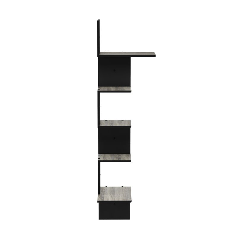 Pemberly Row Engineered Wood 5-Tier Wall Floating Corner Shelf in Oak Gray