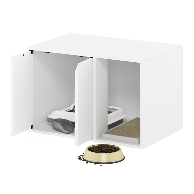 Pemberly Row Contemporary Small Litter Box Enclosure in Solid White