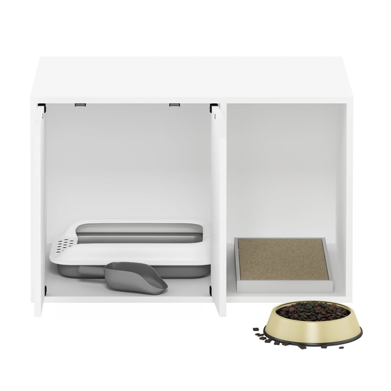 Pemberly Row Contemporary Small Litter Box Enclosure in Solid White