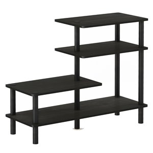 Pemberly Row Turn-N-Tube Wood 3-Tier Side Display Rack in Espresso/Black