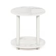 Pemberly Row Turn-N-Tube 2-Tier Round Wood End Table in Marble White