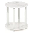 Pemberly Row Turn-N-Tube 2-Tier Round Wood End Table in Marble White