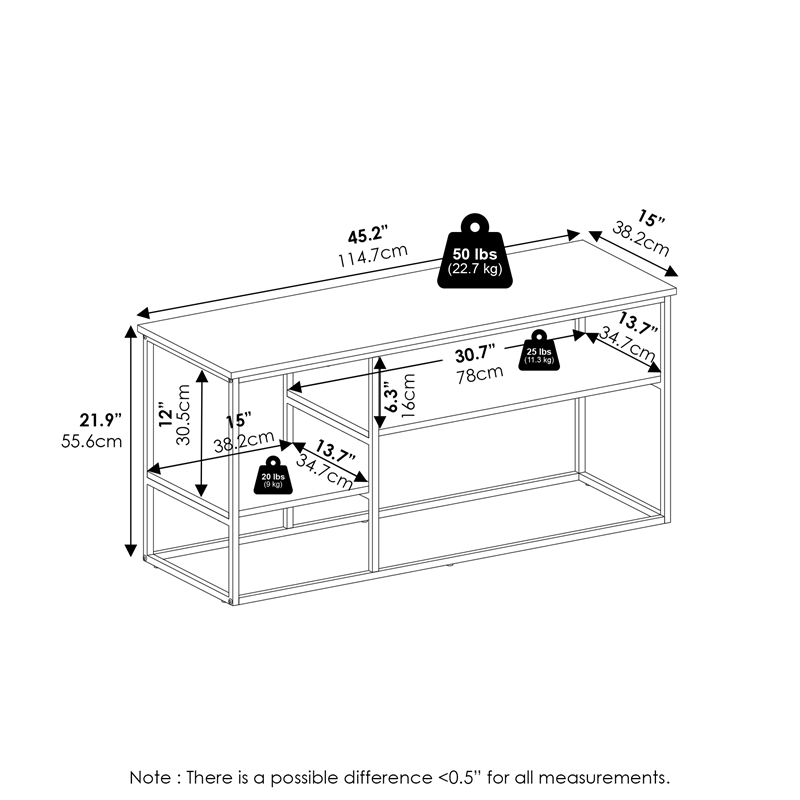 Pemberly Row Modern TV Stand for TV up to 50-inch Solid White