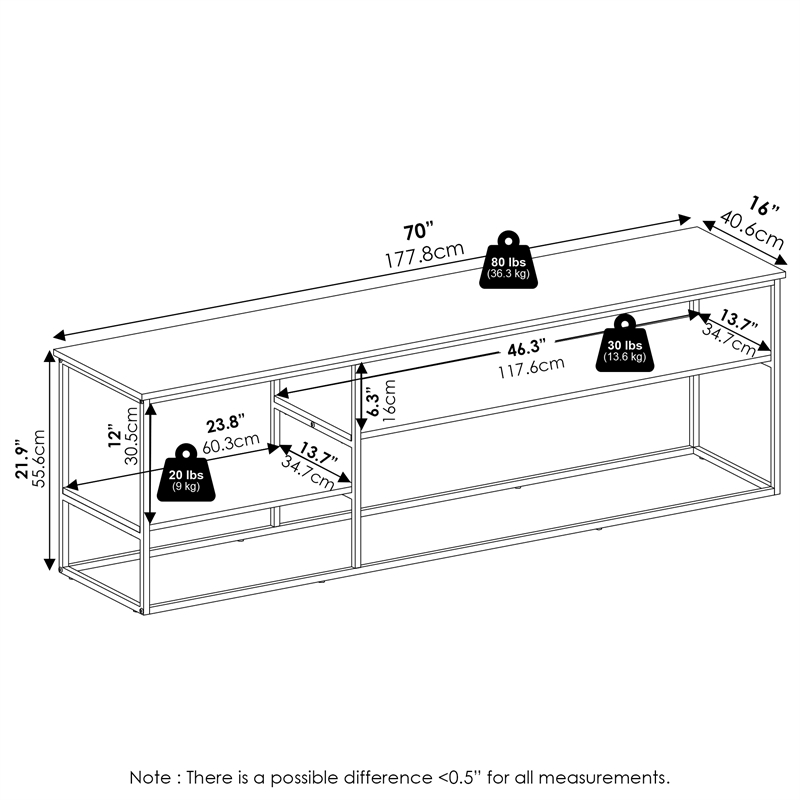 Pemberly Row Modern TV Stand for TV up to 78-inch Solid White