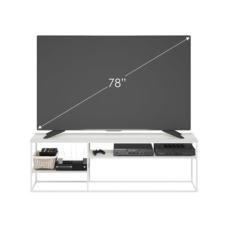 Pemberly Row Modern TV Stand for TV up to 78-inch Solid White