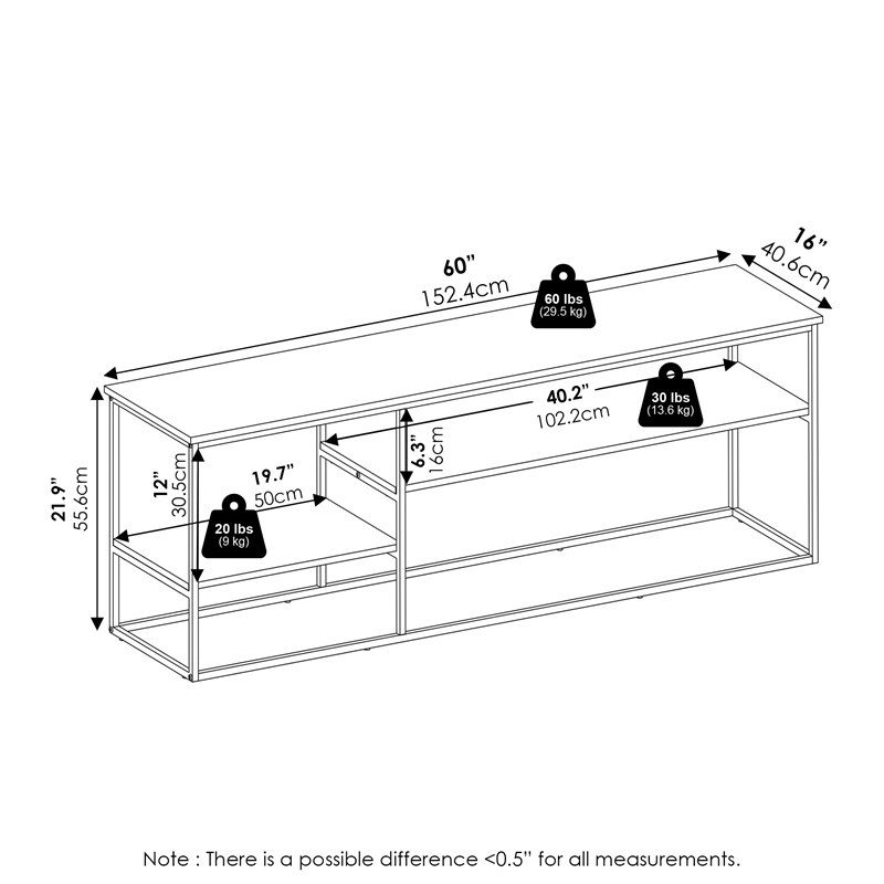 Pemberly Row Modern TV Stand for TV up to 65-inch Solid White