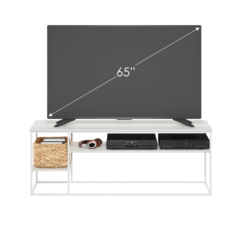 Pemberly Row Modern TV Stand for TV up to 65-inch Solid White