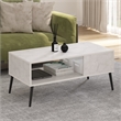 Pemberly Row Mid-Century Coffee Table with Wood Legs in Marble White
