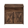 Pemberly Row Farmhouse Cat Litter Cabinet Storage with 2 Doors in Rustic Brown