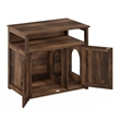 Pemberly Row Farmhouse Cat Litter Cabinet Storage with 2 Doors in Rustic Brown