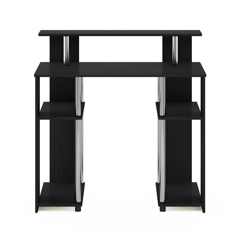 Pemberly Row Contemporary Computer/Writing Desk in Stainless Steel Tubes