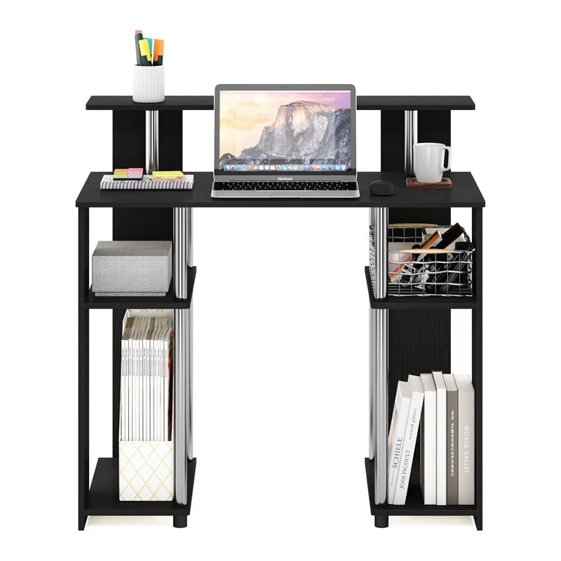 Pemberly Row Contemporary Computer/Writing Desk in Stainless Steel Tubes