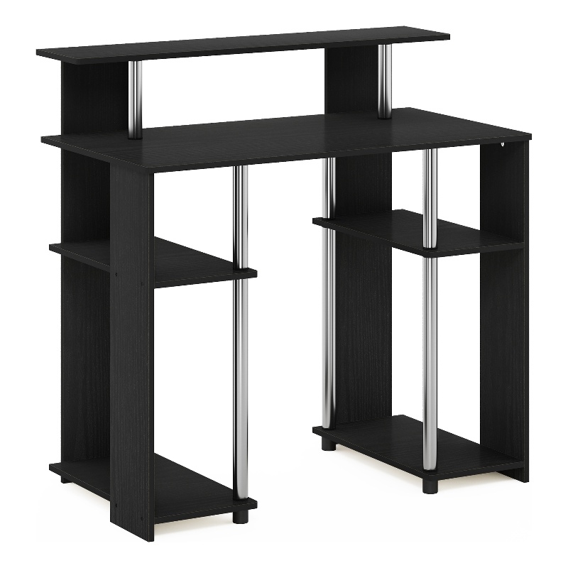 Pemberly Row Contemporary Computer/Writing Desk in Stainless Steel Tubes