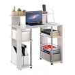 Pemberly Row Computer/Writing Desk in White Stainless Steel Tubes