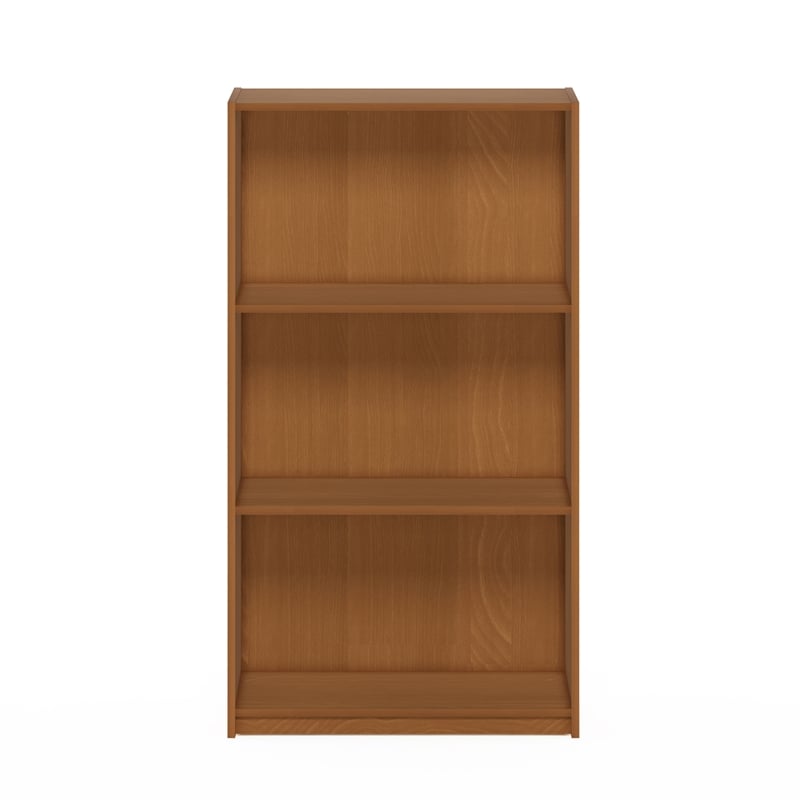 Pemberly Row Contemporary 3-Tier Bookcase Storage Shelves in Natural Oak