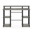 Pemberly Row Turn-N-Tube Engineered Wood Computer Desk in French Oak Gray/Black