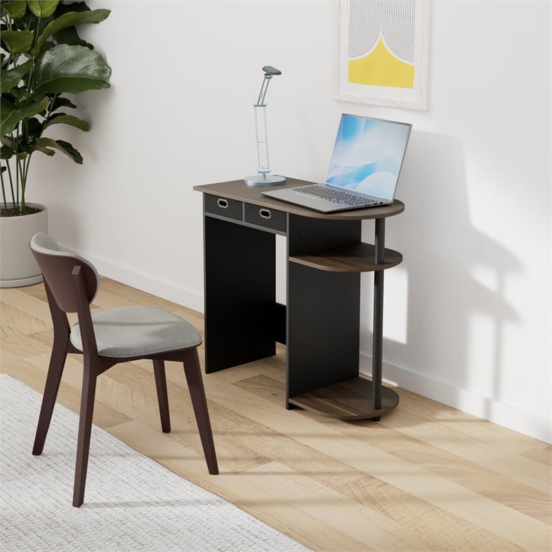 Pemberly Row Wood Laptop/Notebook/Computer Desk in Walnut/Black
