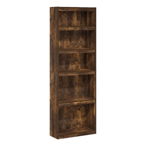 Pemberly Row Contemporary 5-Tier Shelf Bookcase in Amber Pine