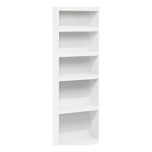 Pemberly Row Contemporary 5-Tier Shelf Bookcase in White Finish