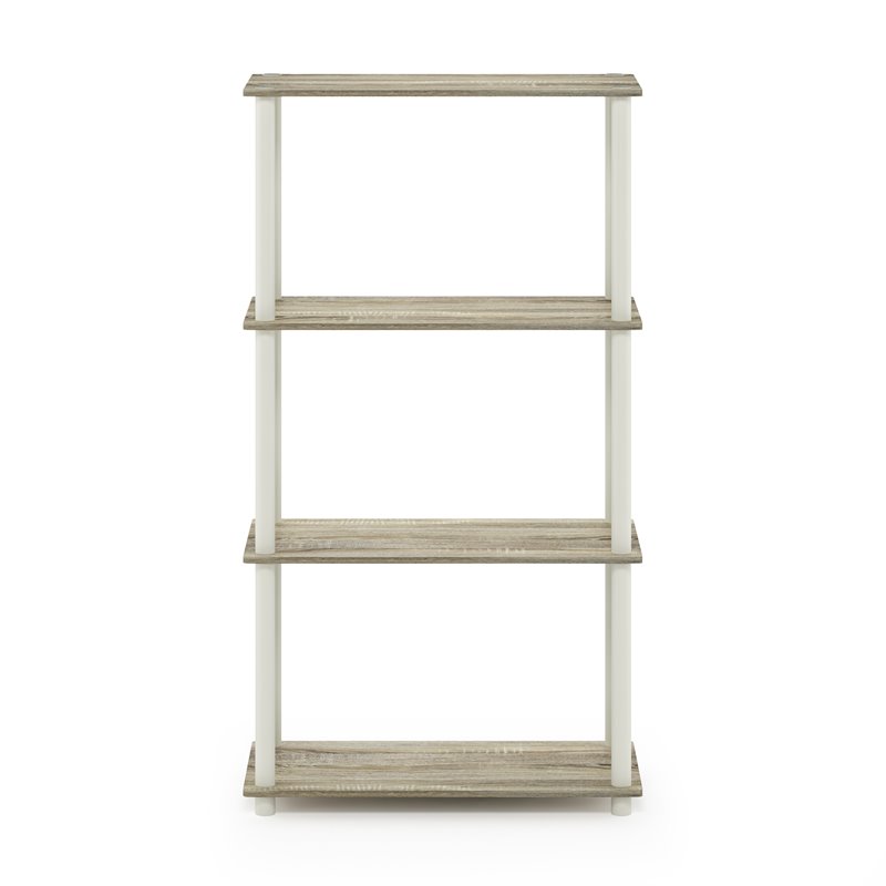 Pemberly Row Turn-N-Tube Engineered Wood 4-Tier Shelf Display Rack in Sonoma Oak