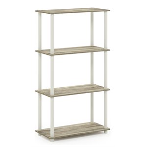 Pemberly Row Turn-N-Tube Engineered Wood 4-Tier Shelf Display Rack in Sonoma Oak