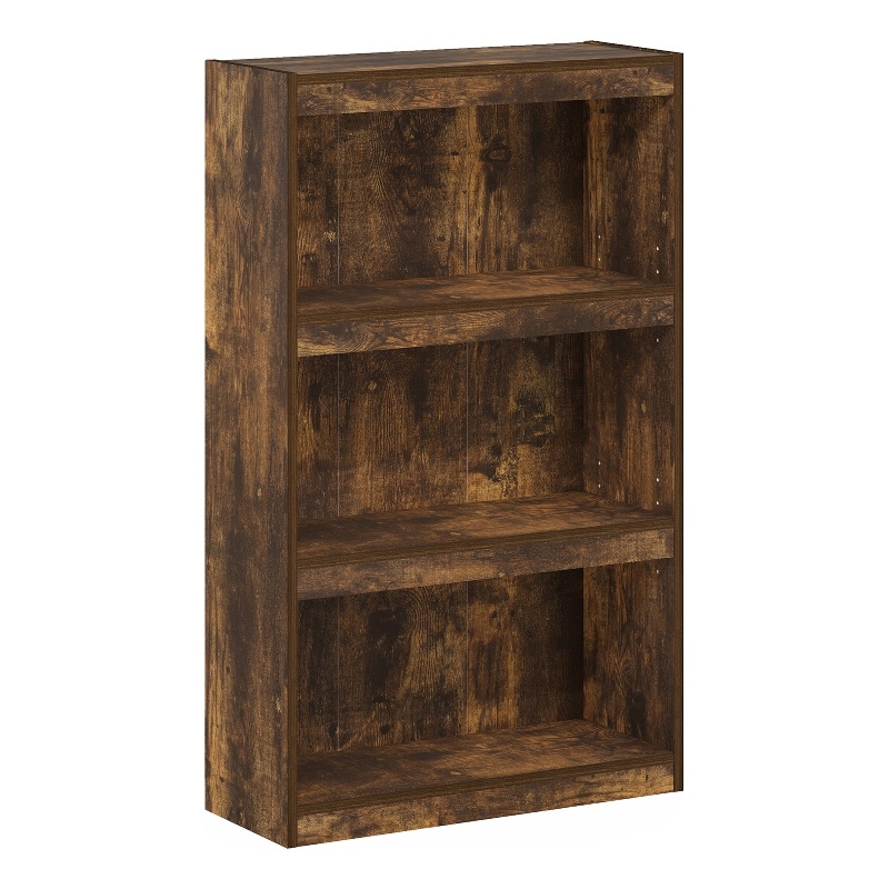 Pemberly Row Bookcase 3-Tier Adjustable Bookshelf in Amber Pine