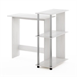 Pemberly Row Corner Computer Desk with Bookshelf in Stainless Steel Tubes