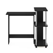 Pemberly Row Corner Computer Desk with Bookshelf in Stainless Steel Tubes