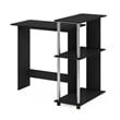 Pemberly Row Corner Computer Desk with Bookshelf in Stainless Steel Tubes