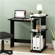 Pemberly Row Corner Computer Desk with Bookshelf in Stainless Steel Tubes