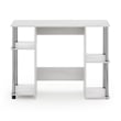 Pemberly Row Compact Computer/Study Desk in White Oak in Stainless Steel Tubes