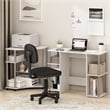 Pemberly Row Compact Computer/Study Desk in White Oak in Stainless Steel Tubes