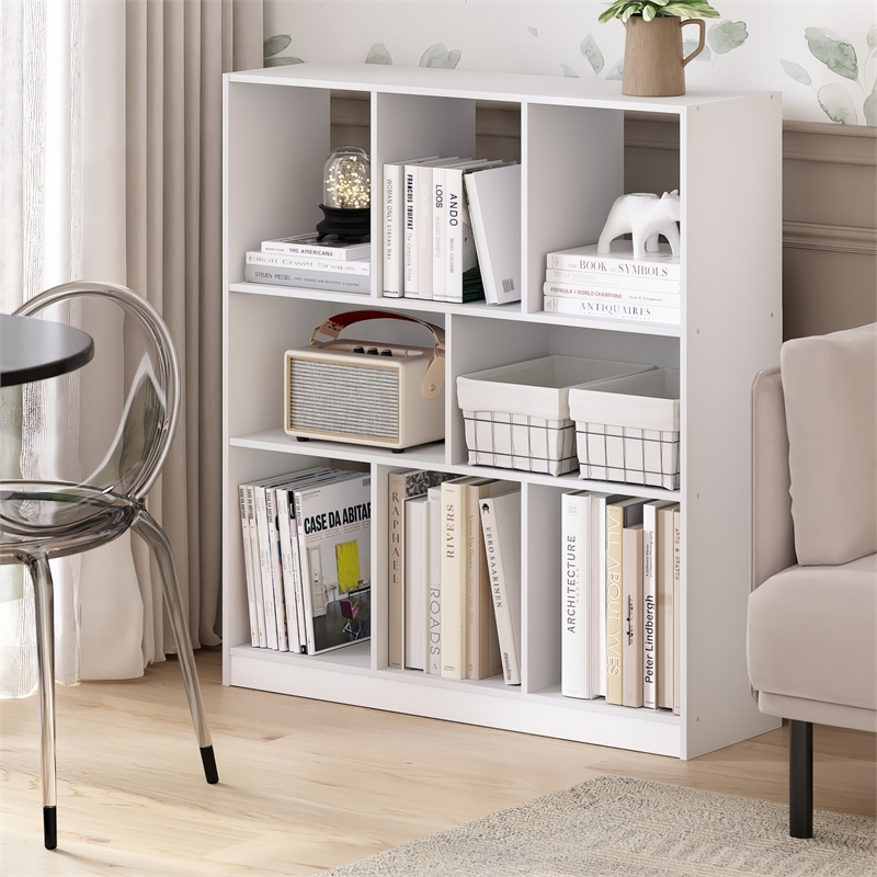 Pemberly Row 8-Cube Horizontal Storage Bookcase/Bookshelf Organizer White