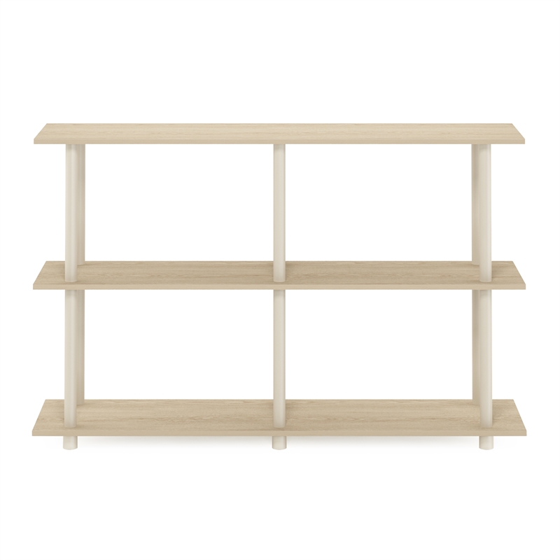Pemberly Row Turn-N-Tube No Tools 3-Tier Modern Rectangle Side Bauhaus Oak/Beige
