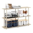 Pemberly Row Turn-N-Tube No Tools 3-Tier Modern Rectangle Side Bauhaus Oak/Beige