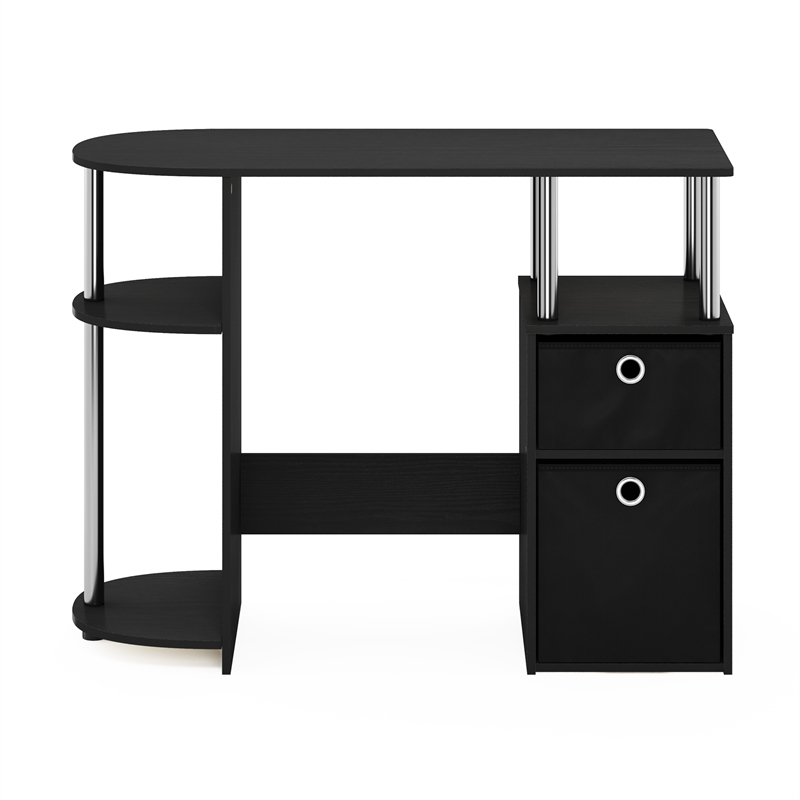 Pemberly Row Computer/Study Desk with Bin Drawers and Stainless Steel Tubes