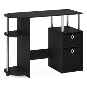 Pemberly Row Computer/Study Desk with Bin Drawers and Stainless Steel Tubes