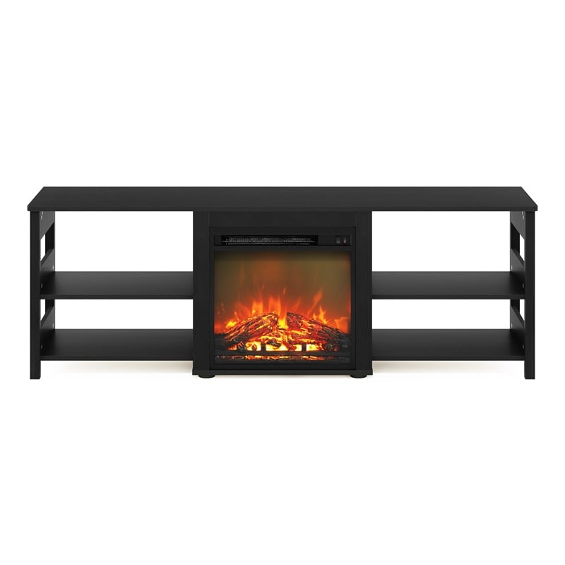 Pemberly Row Contemporary 70-inch TV Stand with Fireplace in Americano