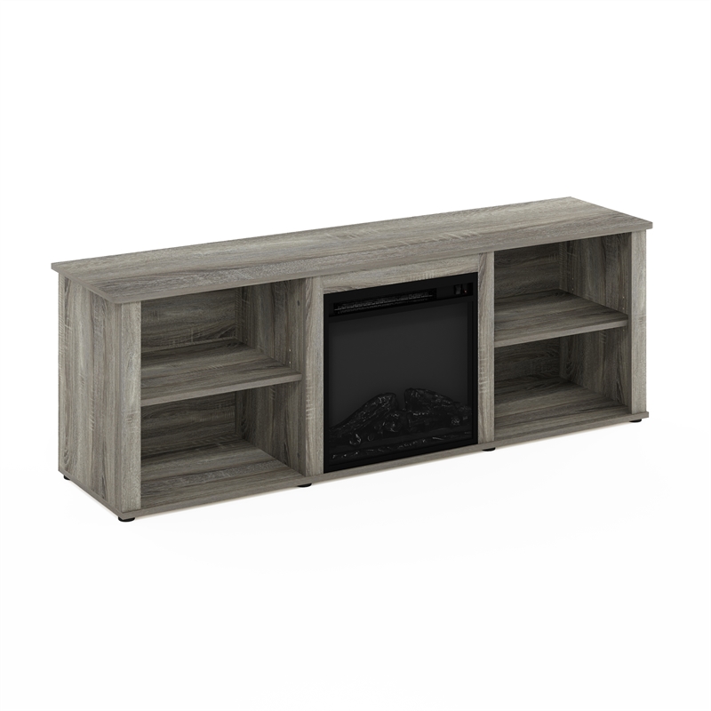 Pemberly Row 70-inch TV Stand with Fireplace in French Oak Gray
