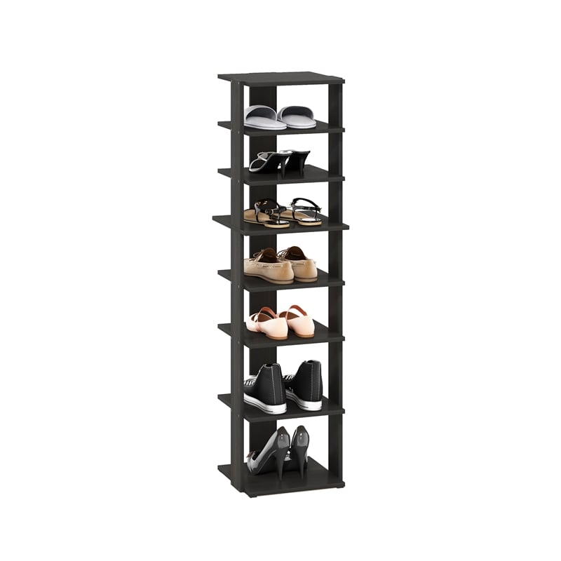 Pemberly Row 8-Tier Vertical Free Standing Shoe Tower in Shoe Rack Espresso
