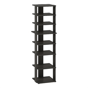 Pemberly Row 8-Tier Vertical Free Standing Shoe Tower in Shoe Rack Espresso