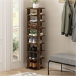 Pemberly Row 9-Tier Vertical Free Standing Shoe Tower in Shoe Rack Amber Pine